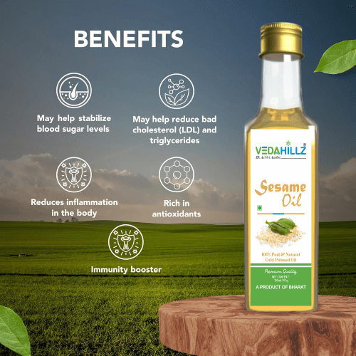 Vedahillz Cold Pressed Sesame Oil Sourced from Premium Natural Seeds